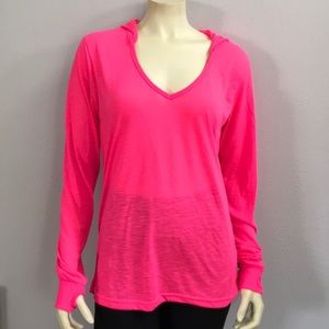 Hot pink Workout long sleeve hoodie shirt top